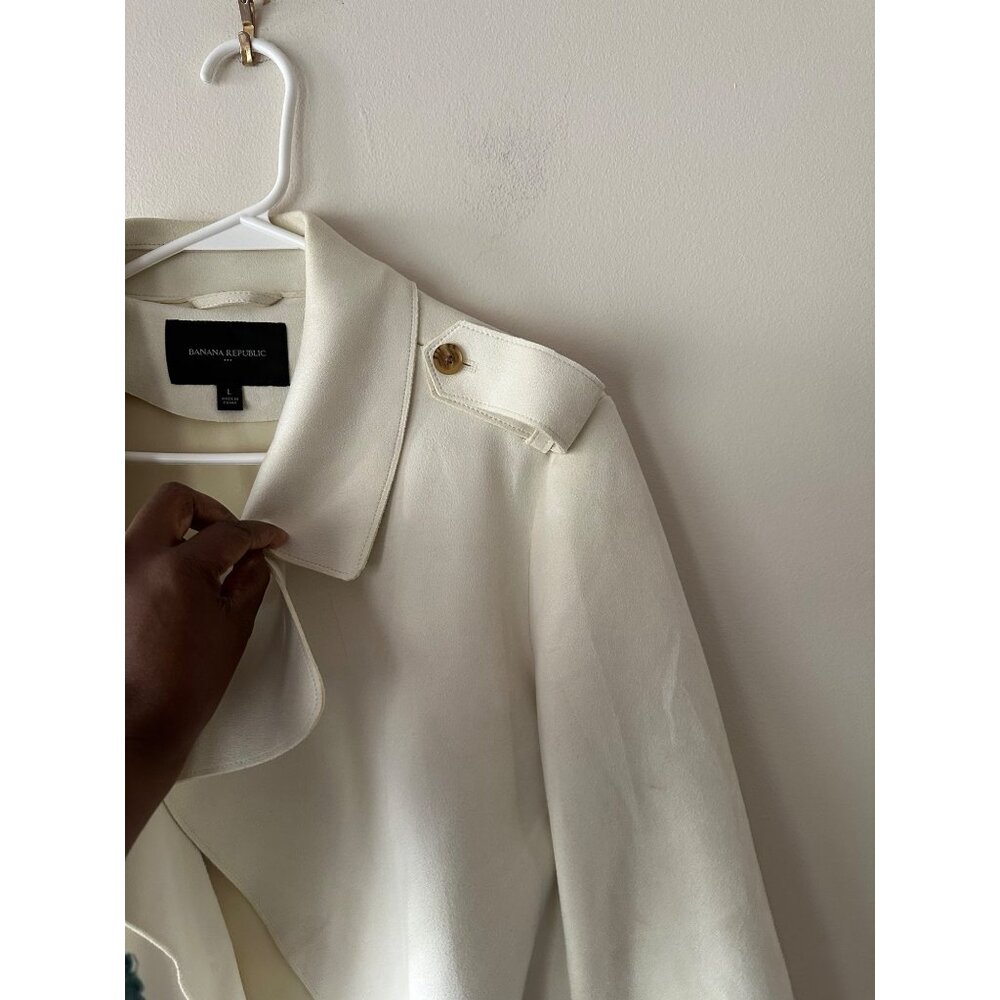 Banana republic vegan suede jacket Open Front Cropped Beige Size L - Picture 3 of 8